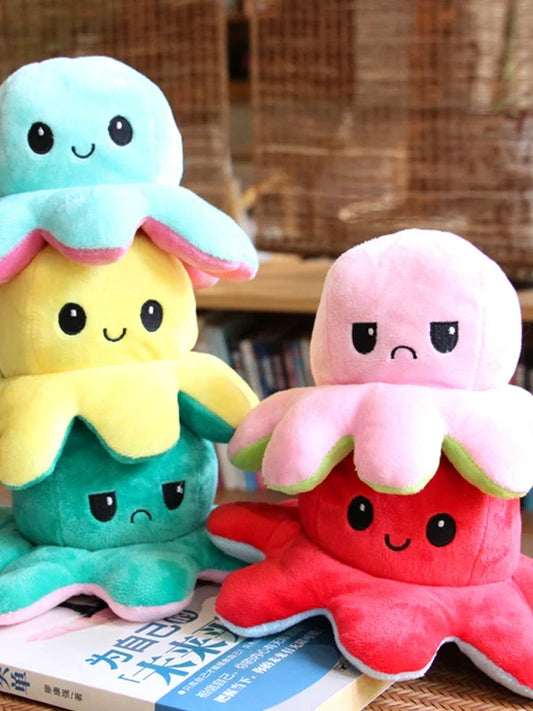 Cute Flip Fisherman's Net Plush Toy Octopus Doll Double-Sided Expression Doll Company Event Wedding Gift Scatter PP Cotton