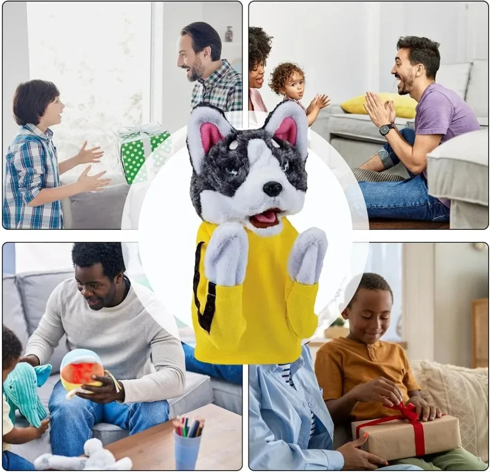 Interactive Dog Boxer Hand Puppet for kids, storytelling, pretend play
