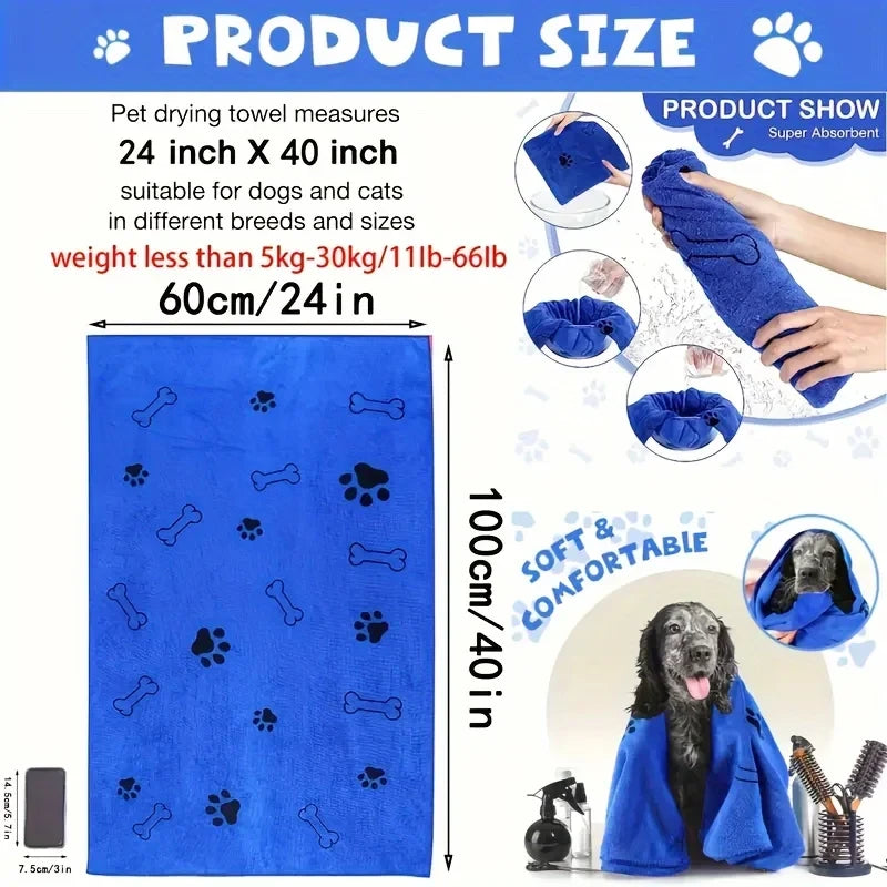 Microfiber quick drying pet towel for fast, gentle, ultra-absorbent drying