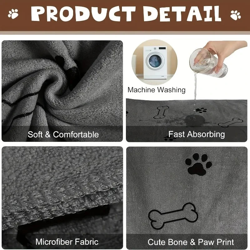 Microfiber quick drying pet towel for fast, gentle, ultra-absorbent drying