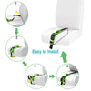 Step-by-step guide on how to install a car seat belt with green straps on a white car seat.