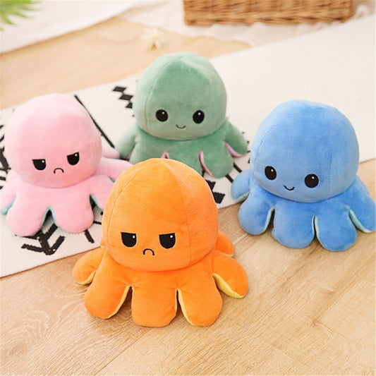 Cute Flip Fisherman's Net Plush Toy Octopus Doll Double-Sided Expression Doll Company Event Wedding Gift Scatter PP Cotton