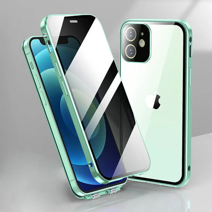 360°Full Protection Metal Magnetic Prevent Peeping Phone Case For iPhone, iPhone Plus, iPhone Pro Max Double Sided Glass Cover