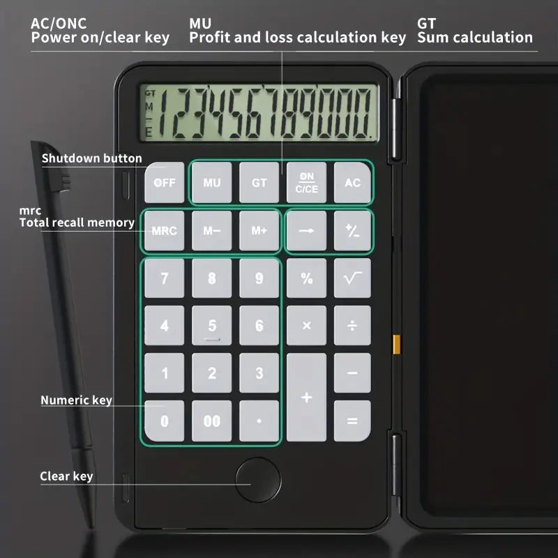 2in1 Scientific Calculator Large Screen Display Erasable Function Calculators with Tablet Portable Practical
